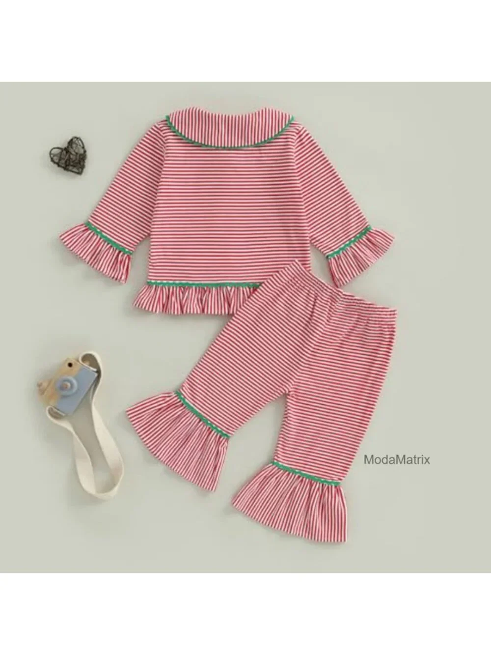 Girls Cotton Blend Pajama Set Long Sleeve Button Down Top and Pants